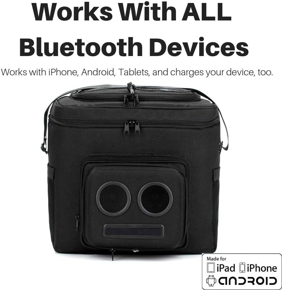 THE #1 Cooler with Speakers on Amazon. 15-Watt Bluetooth Speakers & Subwoofer for Parties / Festivals / Boat / Beach. Rechargeable, Works with Iphone & Android (Black, 2018 Edition) image number 4