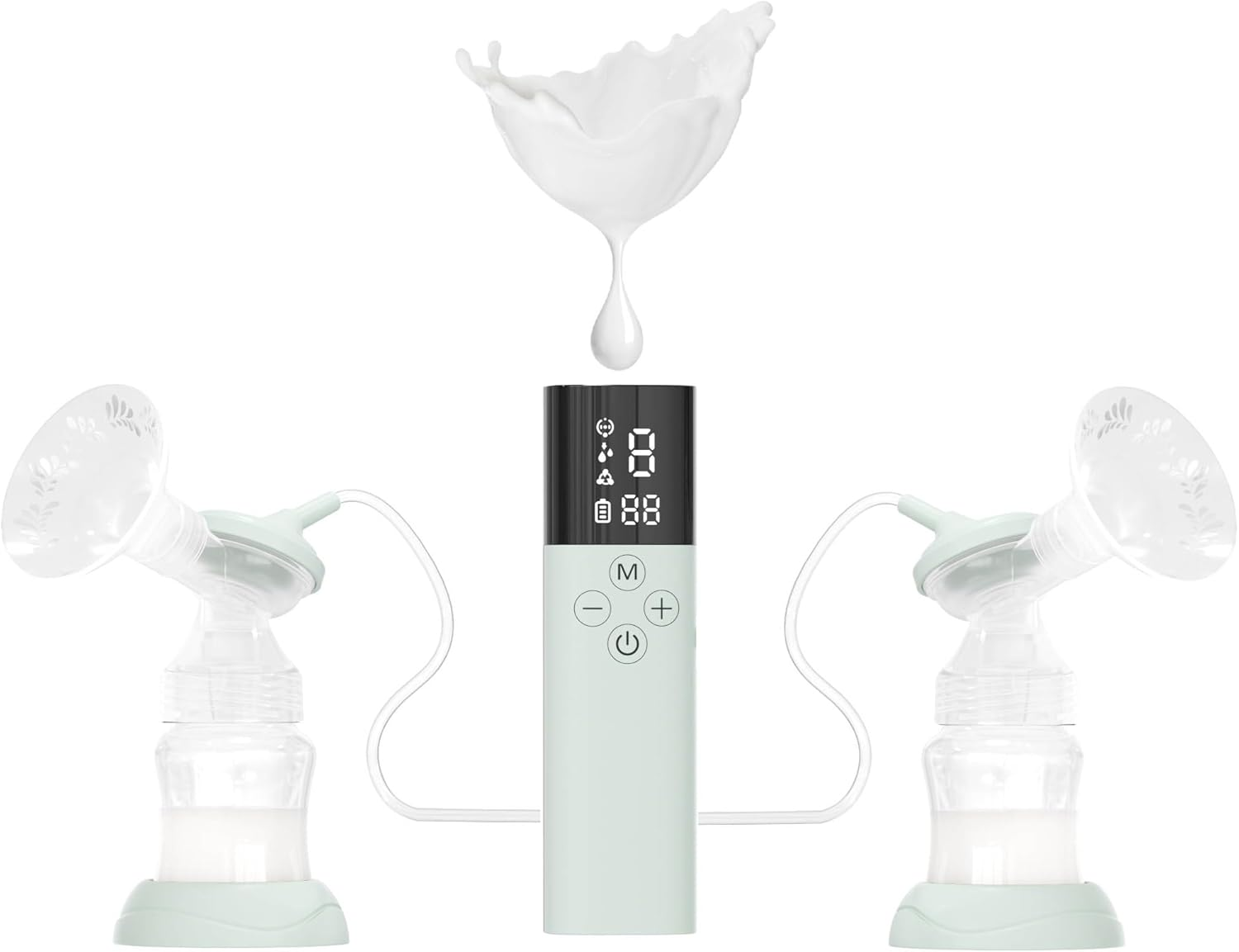 Goneno Double Electric Breast Pumps, RH-338, Painless Breastfeeding Milk Pump, Breastmilk with Adjustable Powerful Suction, Ultra-Quite, Rechargeable Breast Pump with LCD Display- Green