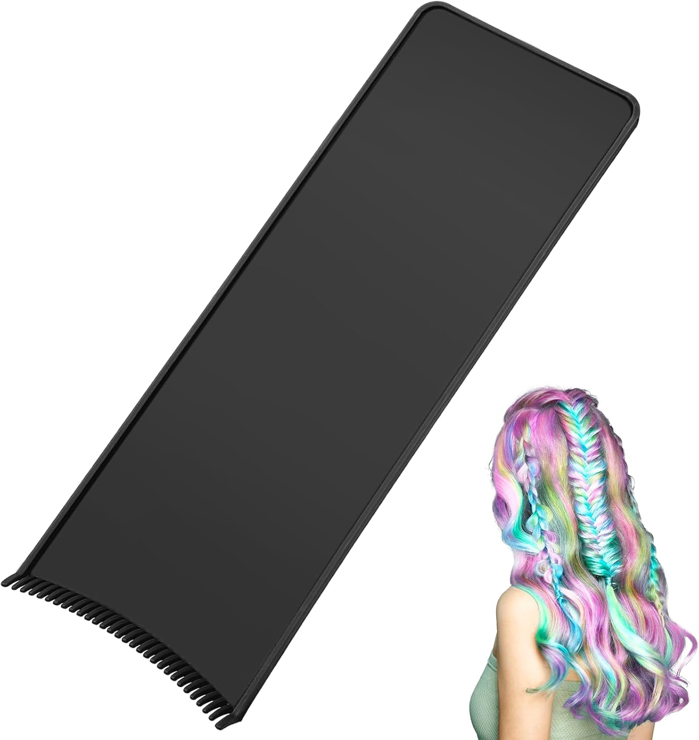 1 PCS Highlighting Board, Balayage Board Hair Coloring Paddle Balayage Highlighting Boards with Teeth, Hair Dye Tools Highlighting-Paddle for Barber Salon Hairstylist Hair-Dying Tools, Black image number 2