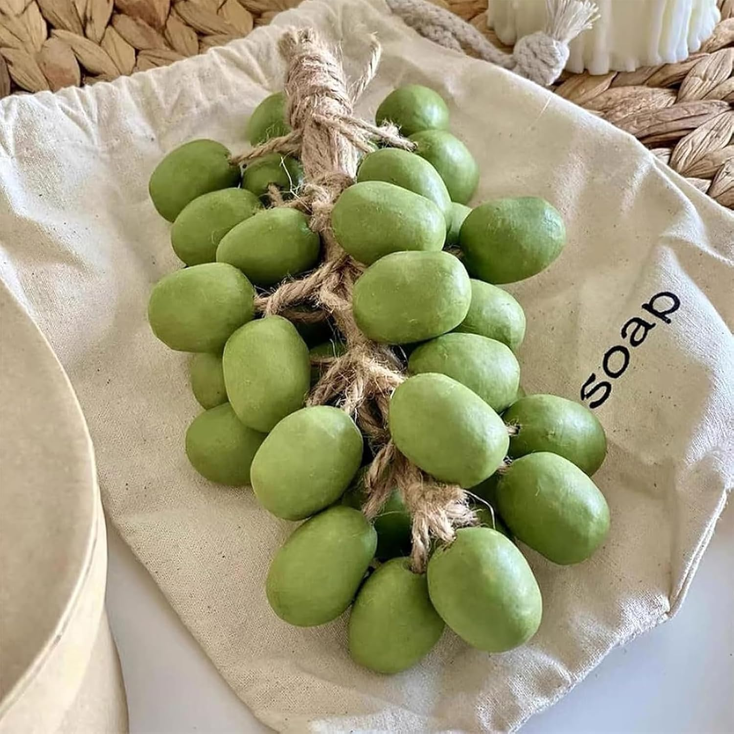 Handmade Grape Cluster Soap on a Rope - Natural Cold Process Bar with Purple Grape Fragrance for Face, Body & Shower, Decorative Bathroom Decor & Gift-Ready Artisan Soap (#5) image number 6