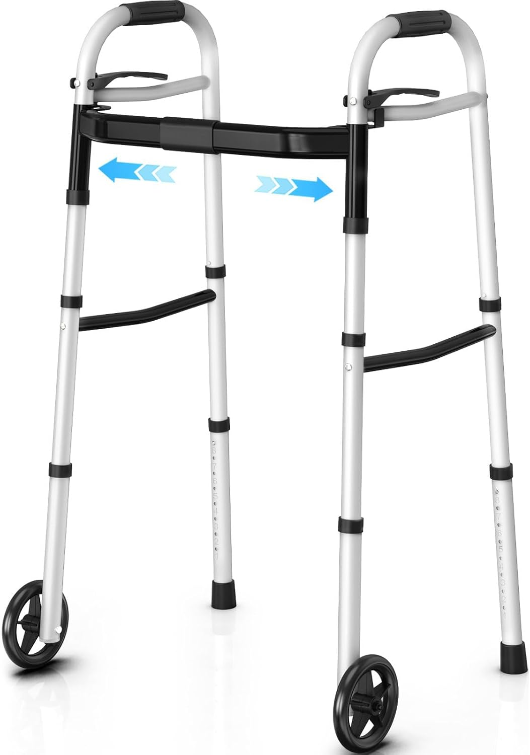 Altus Folding Walking Frame with Wheels Height & Width Adjustable Lightweight Aluminium image number 1