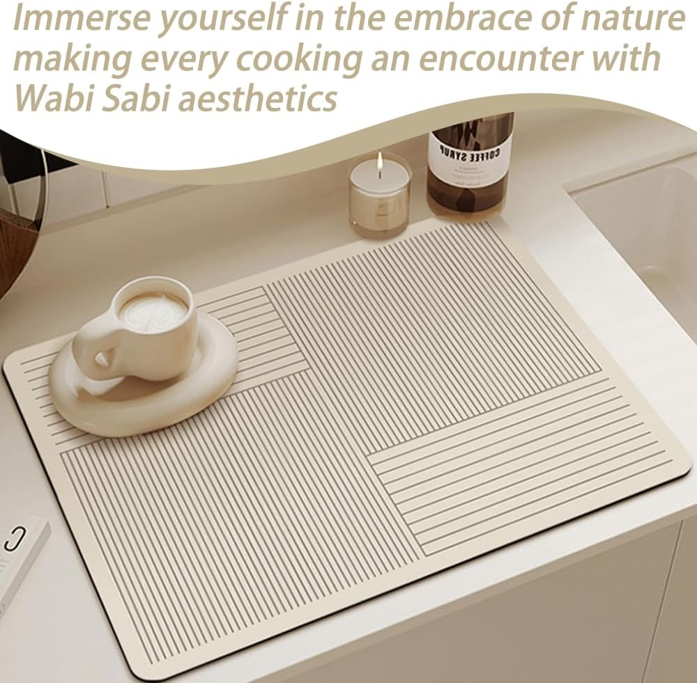 Drying Mat, Fast Absorbent Quick Kitchen Drying Mat, Diatomite Dish Drying Mat with Anti-Slip Rubber Backed 40*60Cm image number 2