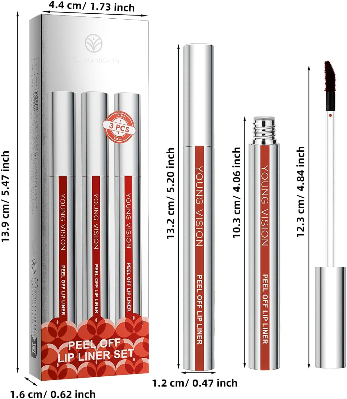 3Pcs Colors Peel off Lip Liner, Waterproof Matte Lip Gloss Long-Lasting Peel off Lip Tint, Non-Stick Cup Tattoo Magic Color Tint, Highly Pigmented Peel off Lip Liner(3Ml*3) image number 4