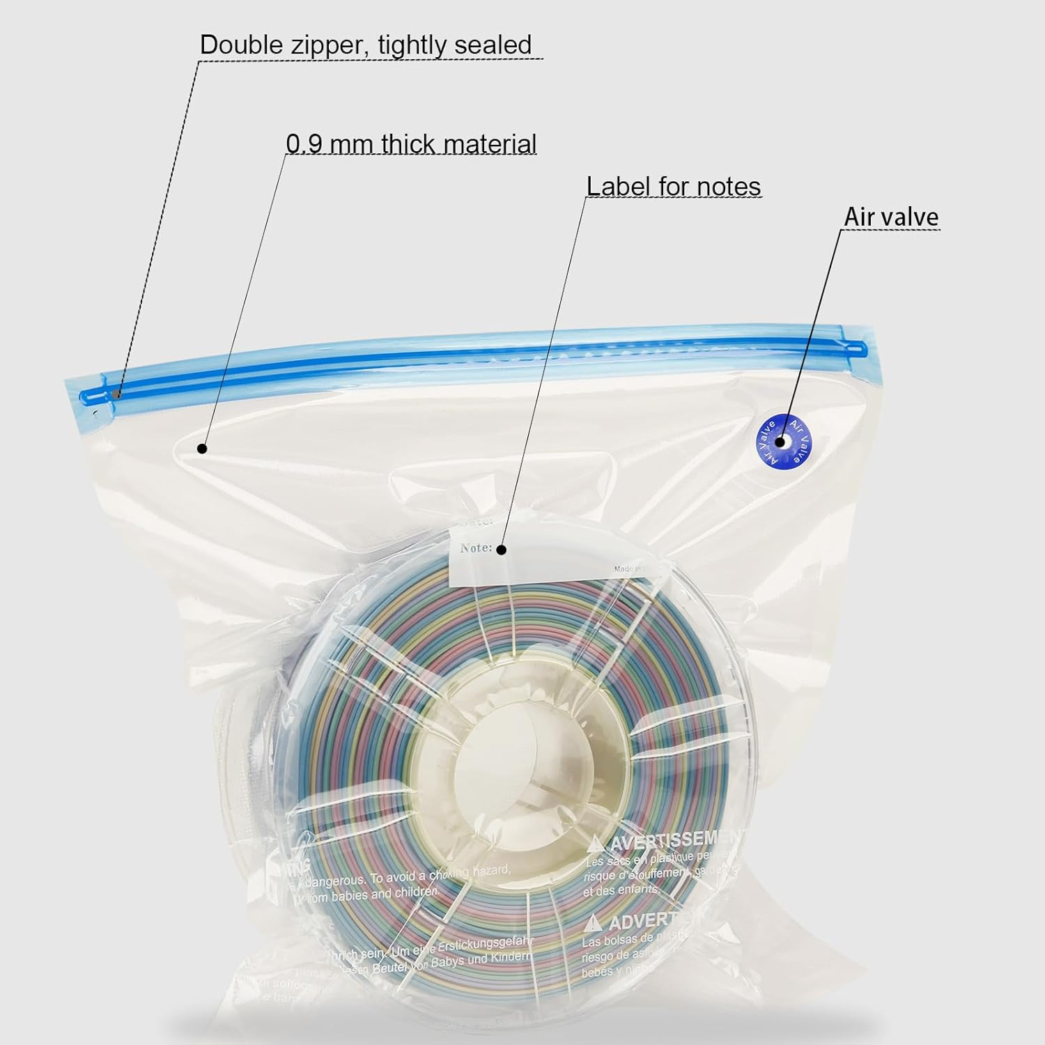 LVVJ3D Filament Storage Bags 30Pcs, 3D Printer Filament Storage Bags Vacuum Sealed Kit, Perfect for 3D Printer Filament Storage and Keep Filament Dry image number 2