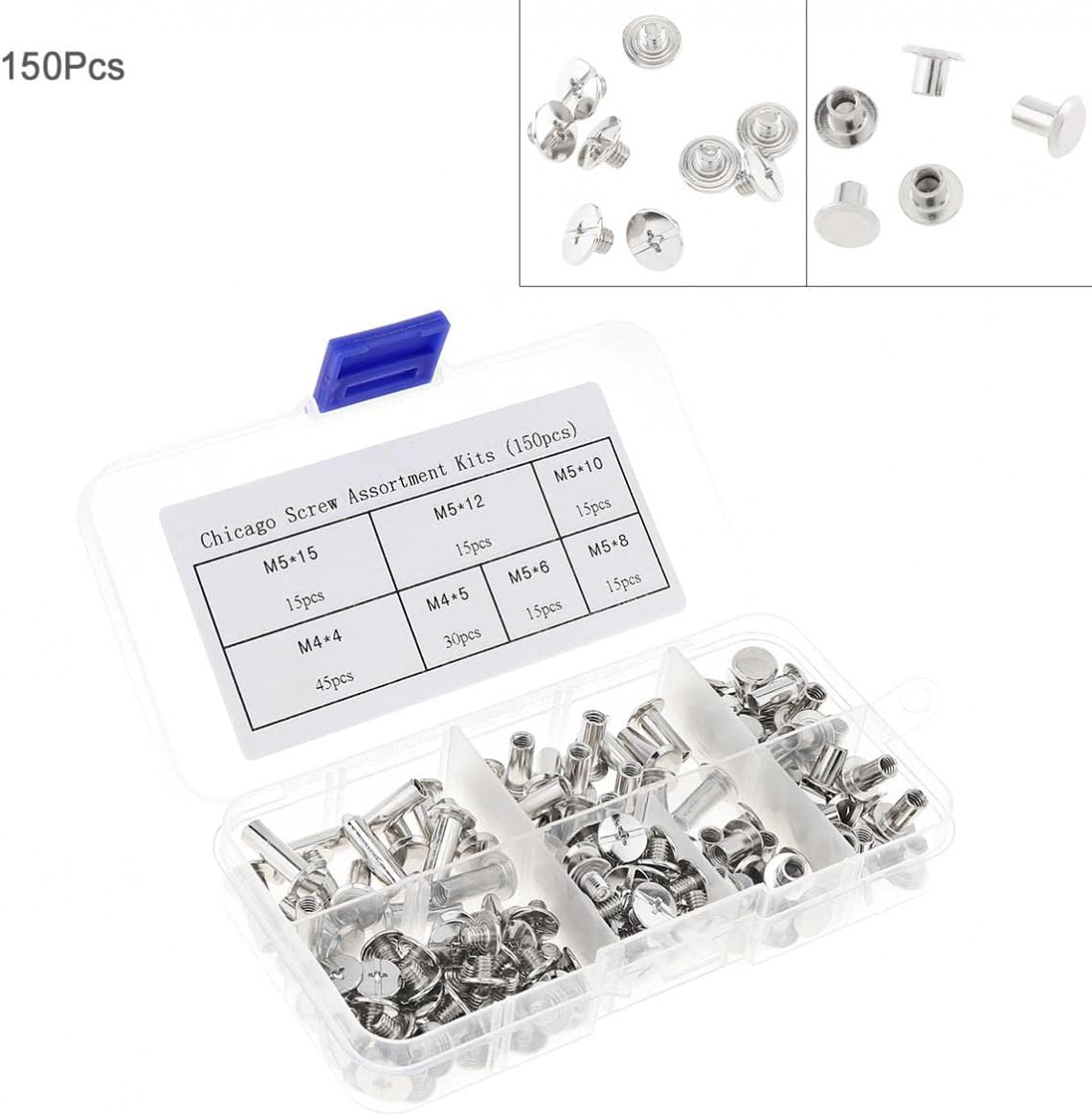150Pcs Chicago Binding Screw Set, M4 M5 Stainless Steel round Cross Head Book for Scrapbook, Photo Album and DIY Handbags image number 4