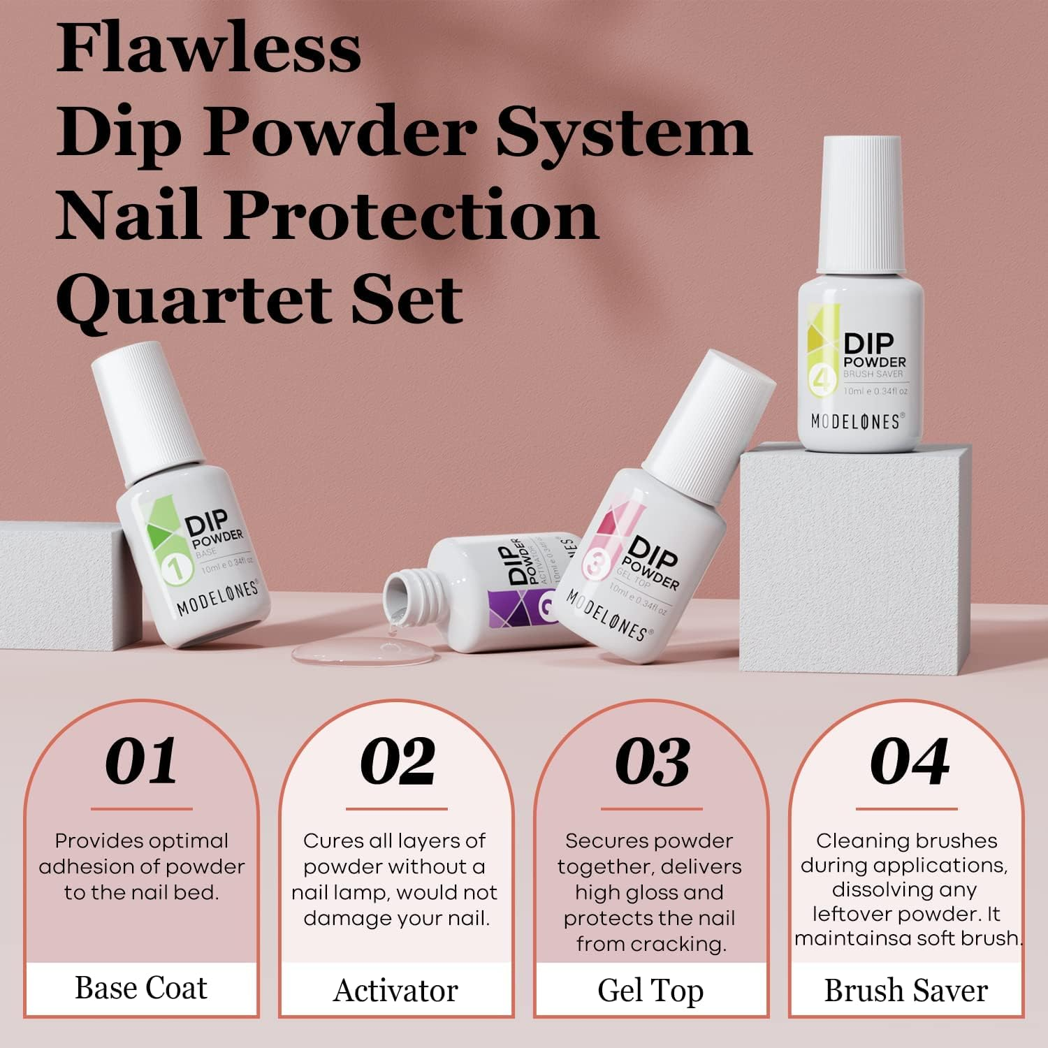 Modelones 32 Pcs Dip Powder Nail Kit Starter, 20 Colors Nude Pink Gray Acrylic Dipping Powder System Essential Liquid Set with Base&Top Coat Activator for French Nail Art Manicure DIY Salon Gift Set image number 1