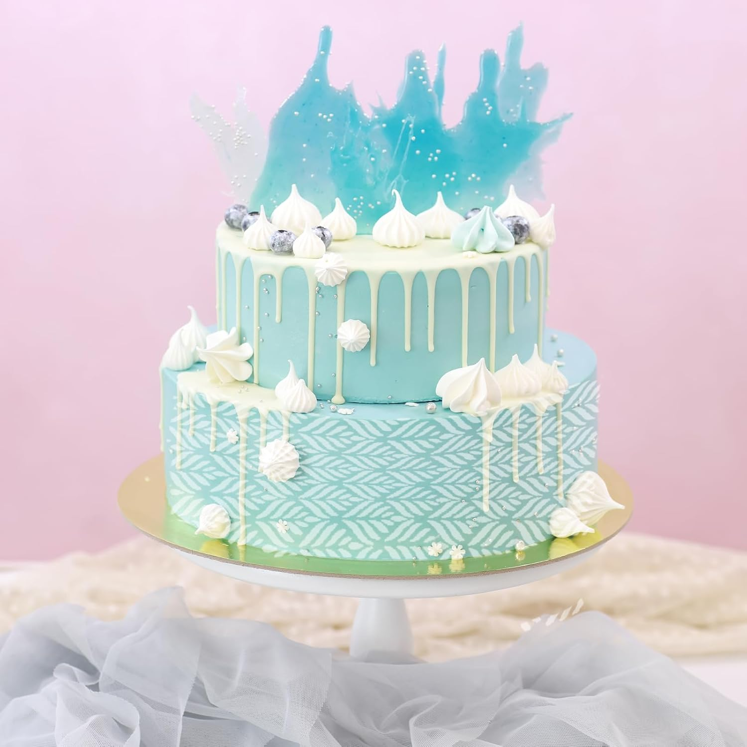 KALIONE 4 Pcs Cake Decorating Stencils - Reusable Buttercream Floral Templates for DIY Baking Decor - Cake Decorating Supplies image number 1