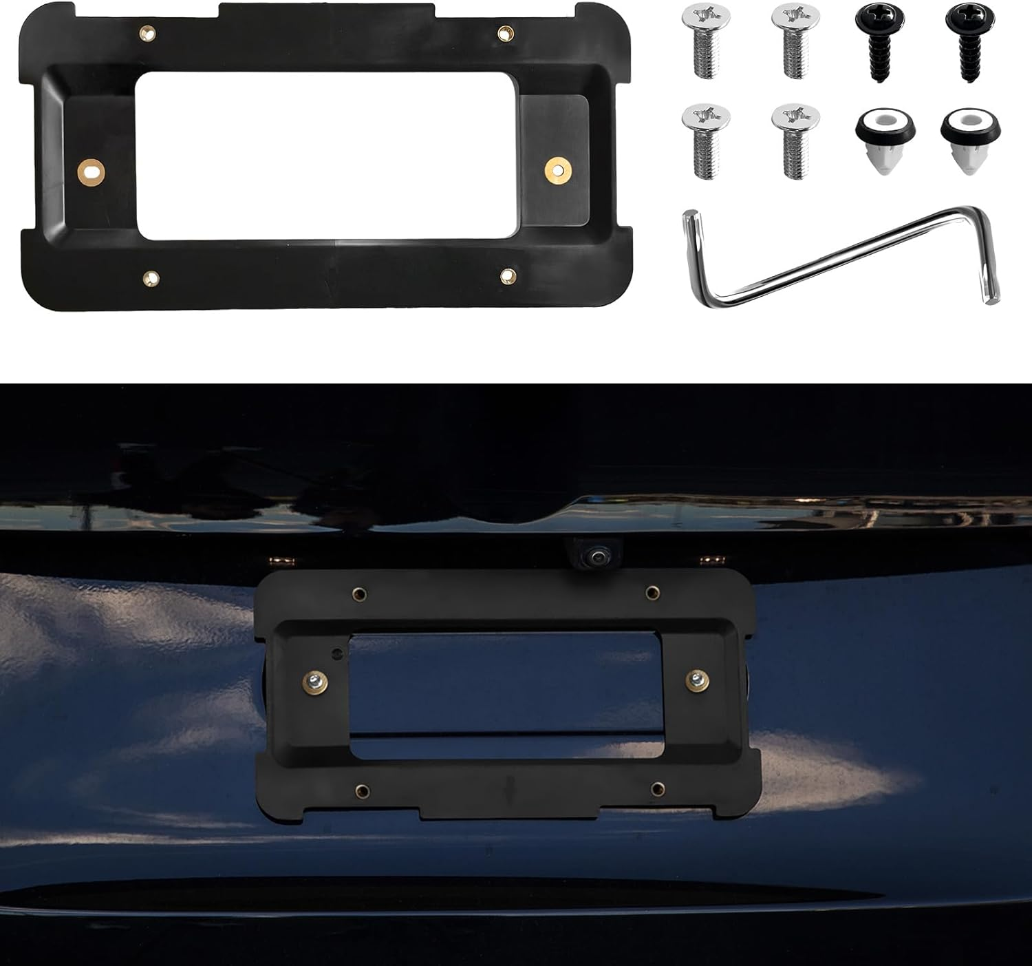 Wuyaoyao Rear License Plate Frame Bracket Holder Mount, Car License Plate Frame with Screws Compatible with 1 2 3 4 5 Series, License Plate Frames Holder Replace for 51187160607 image number 4