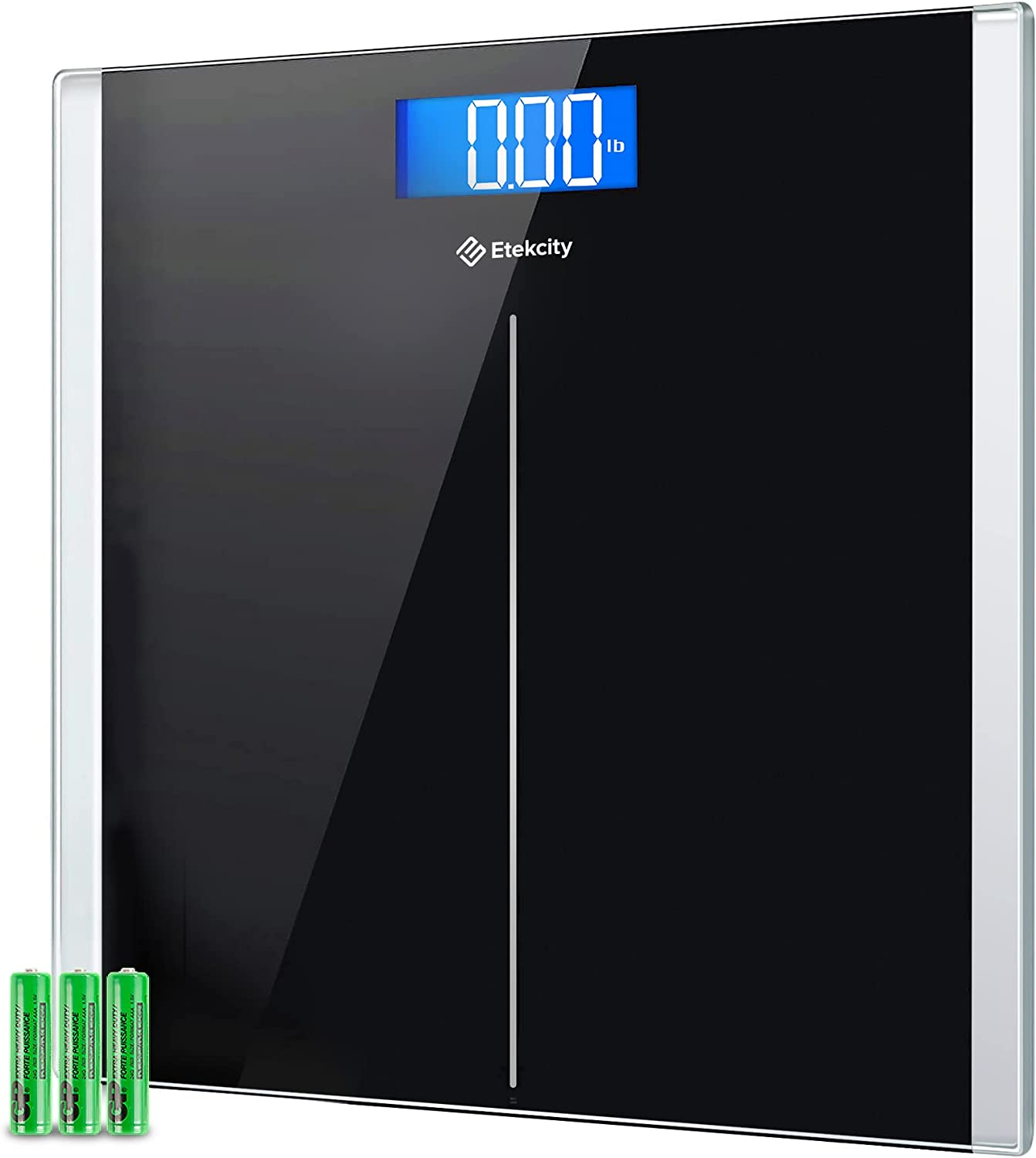 Etekcity Digital Body Weight Bathroom Scale with Step-On Technology, 400 Pounds, Body Tape Measure Included, Elegant Black