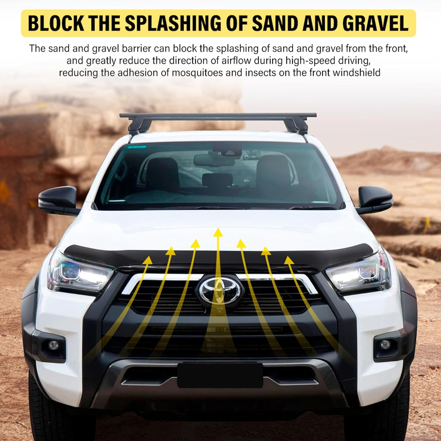 SUERAUTO4X4 Bonnet Protector Weather Shields for Toyota Hilux Accessories 2021-2025 N80 Facelift, Tinted Black Bonnet Stone Guard Wind Deflectors Weathershields Guard Window Visor, Ute Exterior image number 6