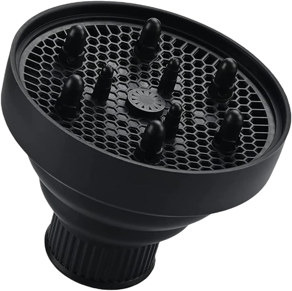 Hair Diffuser, Diffuser Hair Dryer, Diffuser Hair Dryer Attachment, with Silicone Adapter, Foldable Hair Dryer Diffuser Attachment for Curly or Wavy Hair Styling, Black image number 2