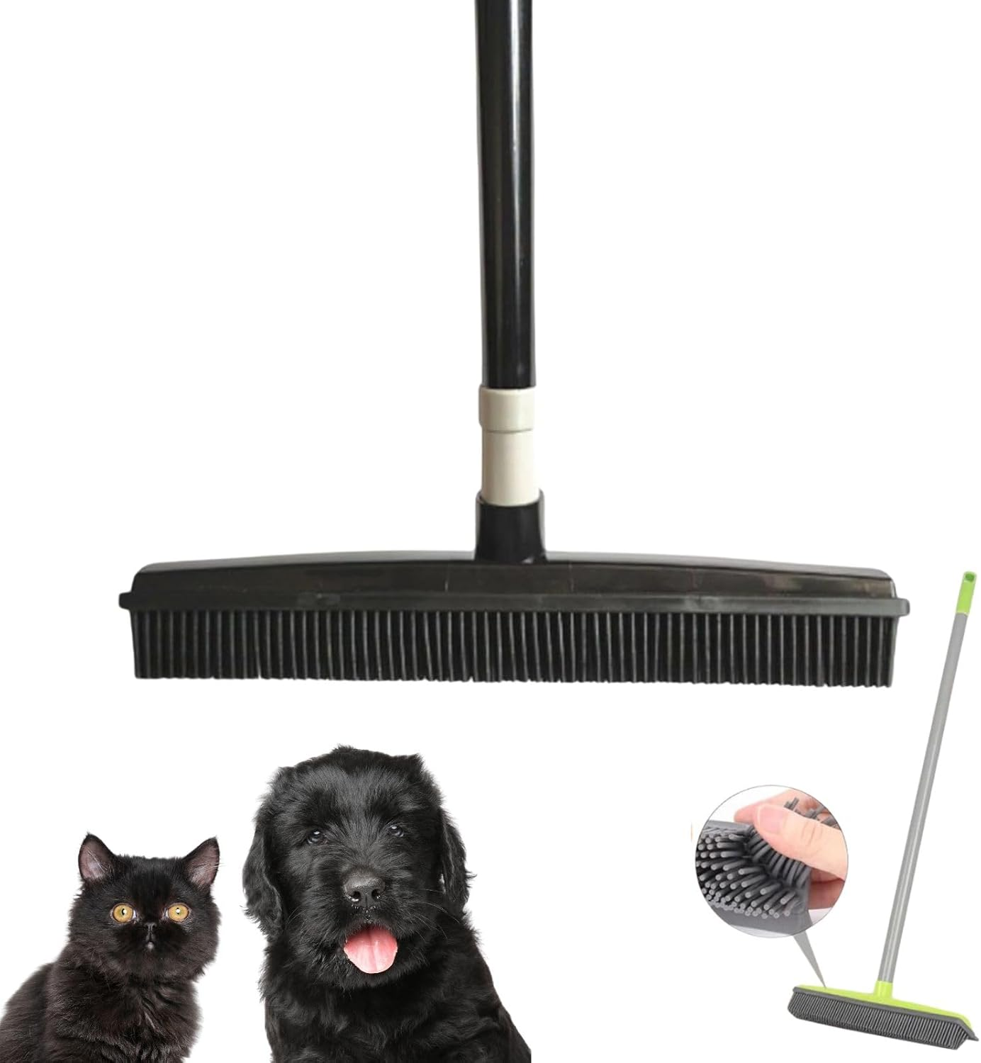 Petibo Pet Broom,Petibo Pet Hair Remover Broom,Petibopet Hair Removal Broom,Petibo Pet Fur Removal Broom,Pet Hair Removal Broom,Silicone Broom Pet Hair,Carpet Broom for Pet Hair (Black)