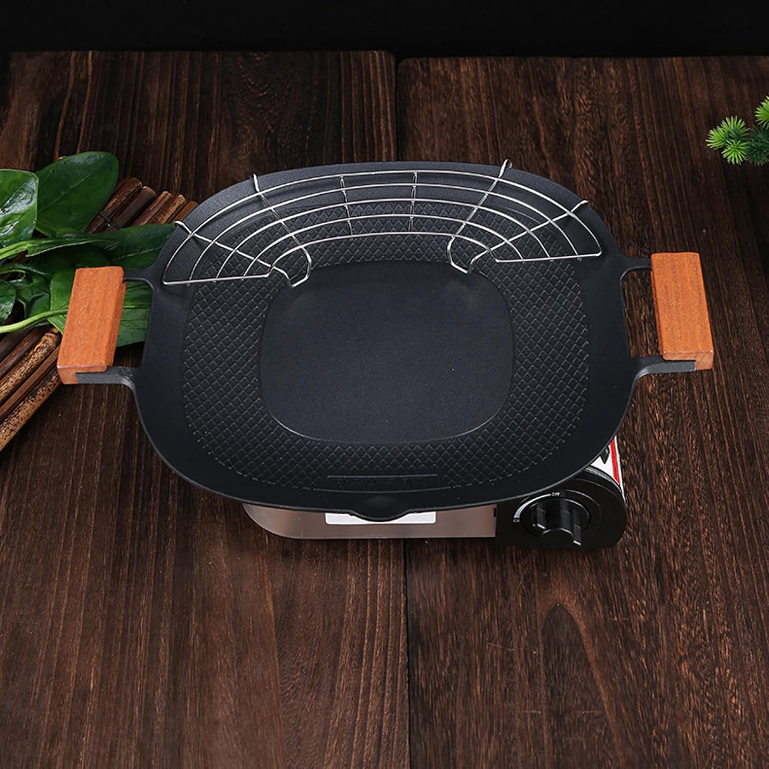 Barbecue Grill Pan, Aluminum Nonstick Stove Top Grill Pan with Pour Spouts Versatile Griddle Fast Heating Smokeless Stovetop BBQ Grill Plate for Indoor Outdoor BBQ Camping
