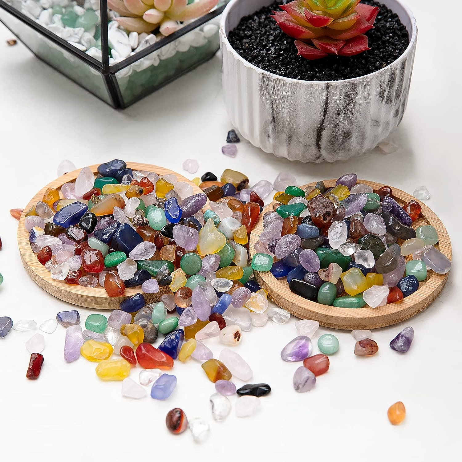 RIFNY Colorful Crystal Decorative Rocks 0.3" Polished Stones for Vase Filler Aquarium Fish Tank Gravel Air Plant Flower Pots Succulents and Landscape Bottom Decor Handwork DIY Craft (1.5 LB, Color) image number 1