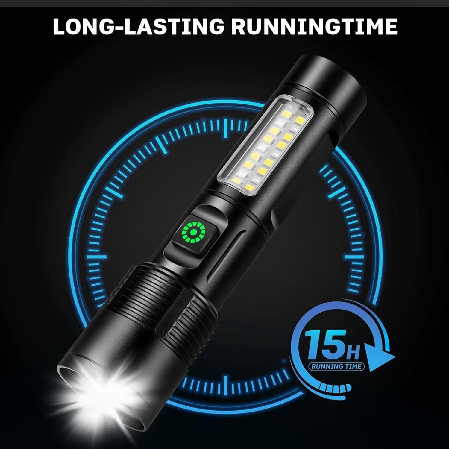 Cinlinso Ultra Powerful LED Torch 100000 Lumens, 2 Pieces Rechargeable Long Life Flashlight, 5 Modes & IP6 Waterproof Zoomable Torch Tactical Flashlish for Camping Hiking Fishing