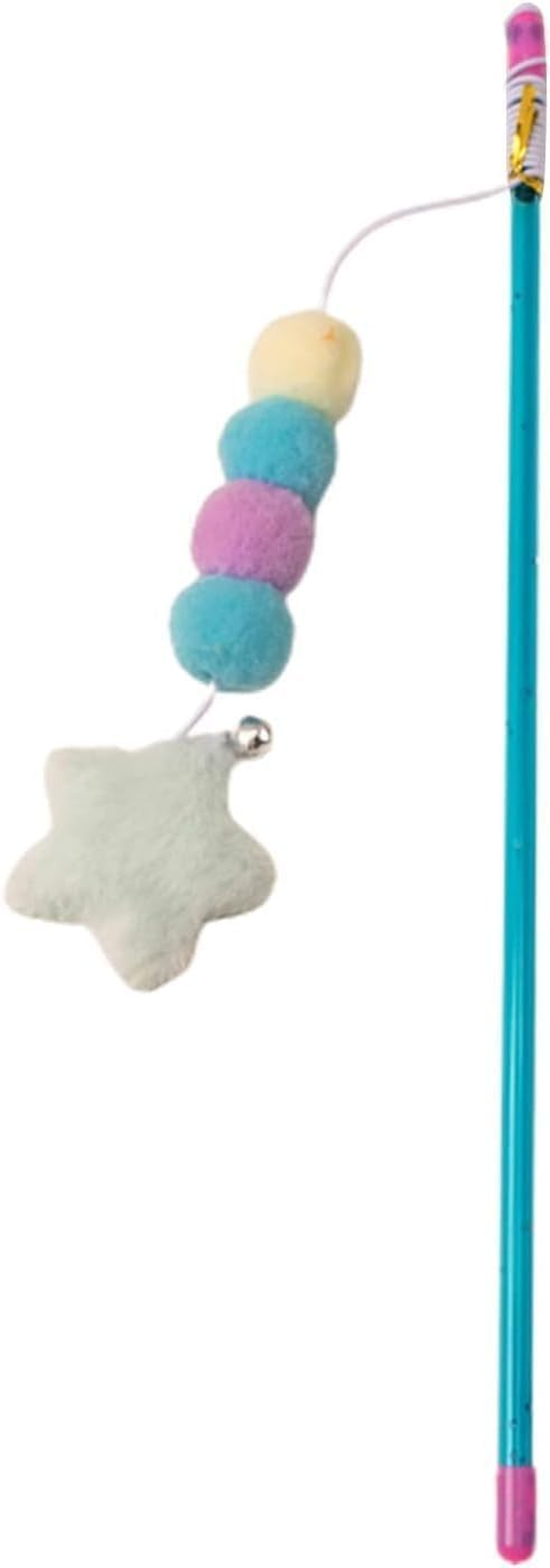 Hehglng Pink Cat Stick Toy Elastic Rope Plush Ball Star Pendant Bite-Resistant Comfortable Grip Relieve Boredom Handmade Kitten Teaser Wand Cat Mice and Animals Toys