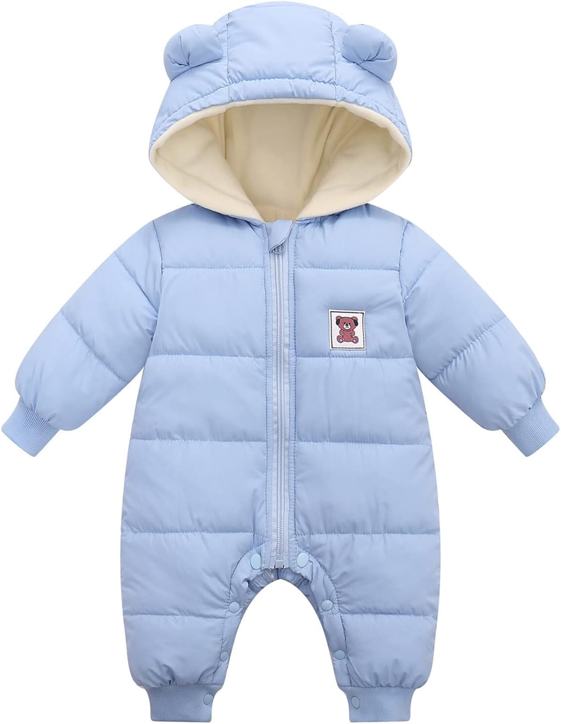 KEOYA Baby Snowsuit Infant Boys Girls Winter Warm Jumpsuit Thick Hooded Bodysuit One Piece Snow Wear Romper