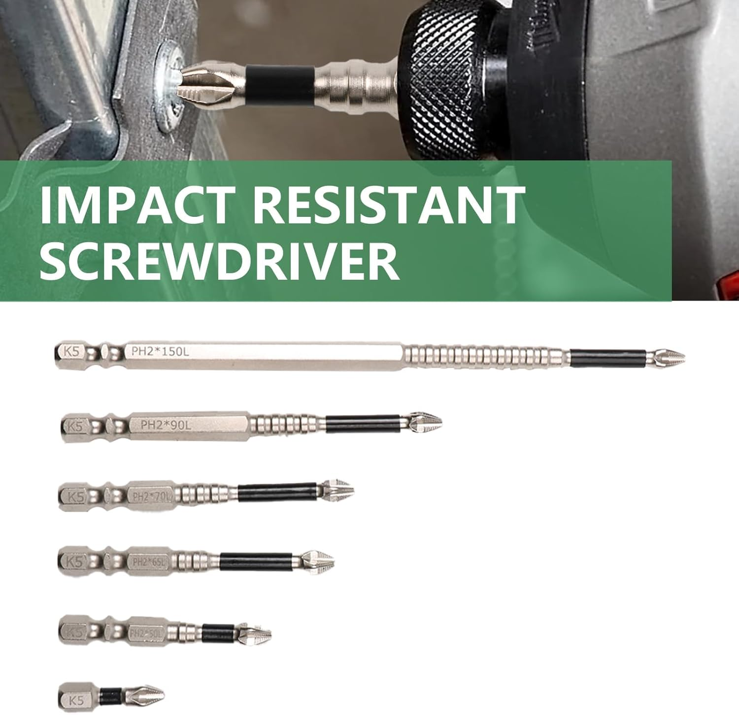 Vervesourced High Magnetic Screwdriver Drill Bits Set, Hexagonal Shank anti Slip, Electric Screwdriver Set, Suitable for Power and Hand Tools,6-Piece Alloy Steel Anti-Slip Drill Bits image number 4