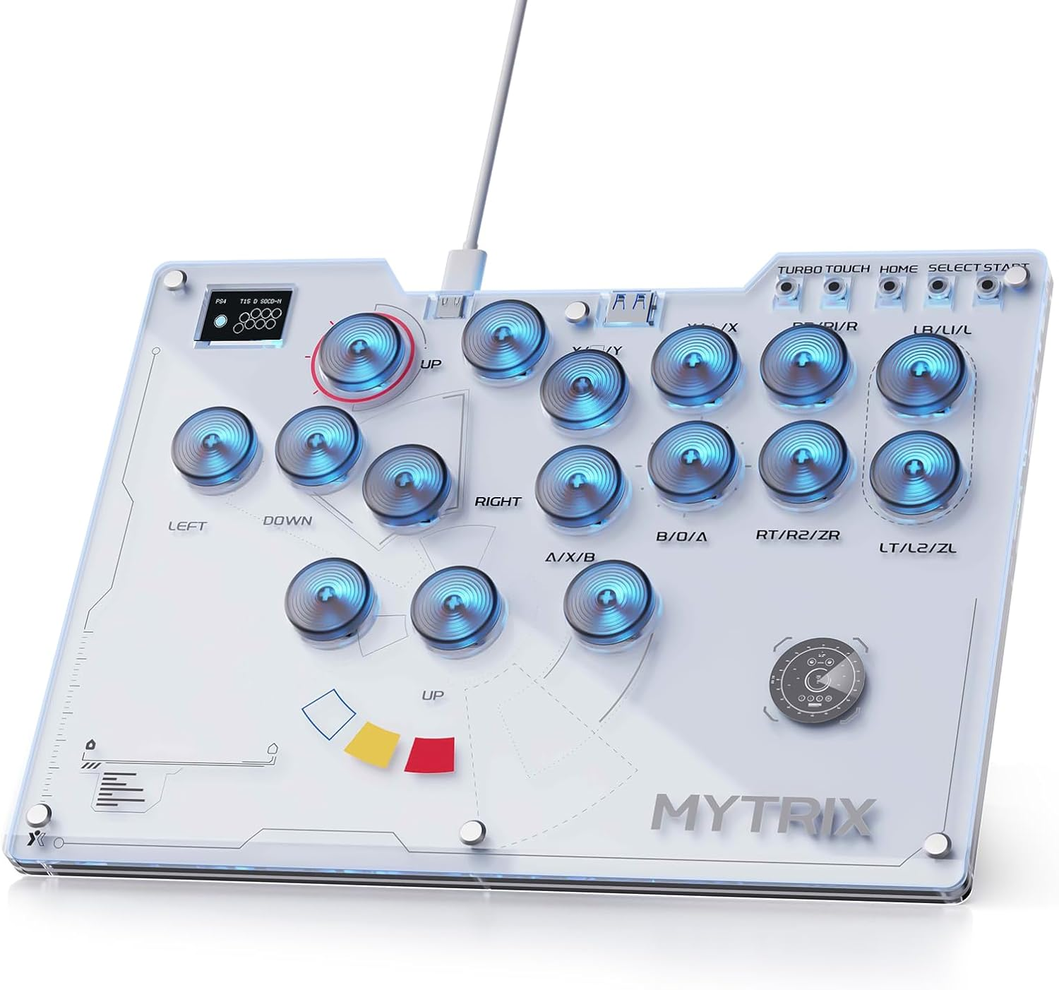 Mytrix Arcade Stick 16Keys All-Button Leverless Controller for Ps4/Pc/Ps3/Switch/Steam, with Turbo Functions, Custom RGB Light, Supports Hot Swap, SOCD, Removable Plate - Interstellar Design image number 5