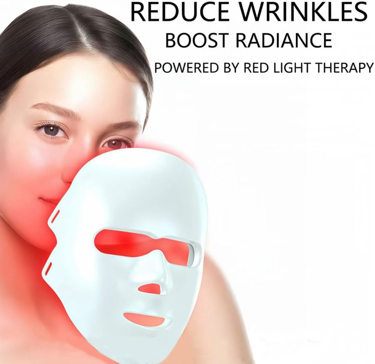 Red Light Therapy LED Face Mask - 7 Color Light Mask for Anti-Aging, Wrinkles & Acne Treatment - Wireless Rechargeable Skin Care image number 1