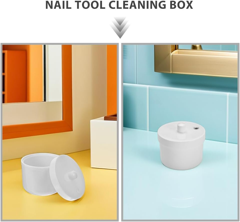 WRITWAA 3Pcs Nail Tool Cleaning Box: Manicure Supplies Drill Bit Efficient Cleaning and Storage Box - for Nail Salons & Home Use image number 1