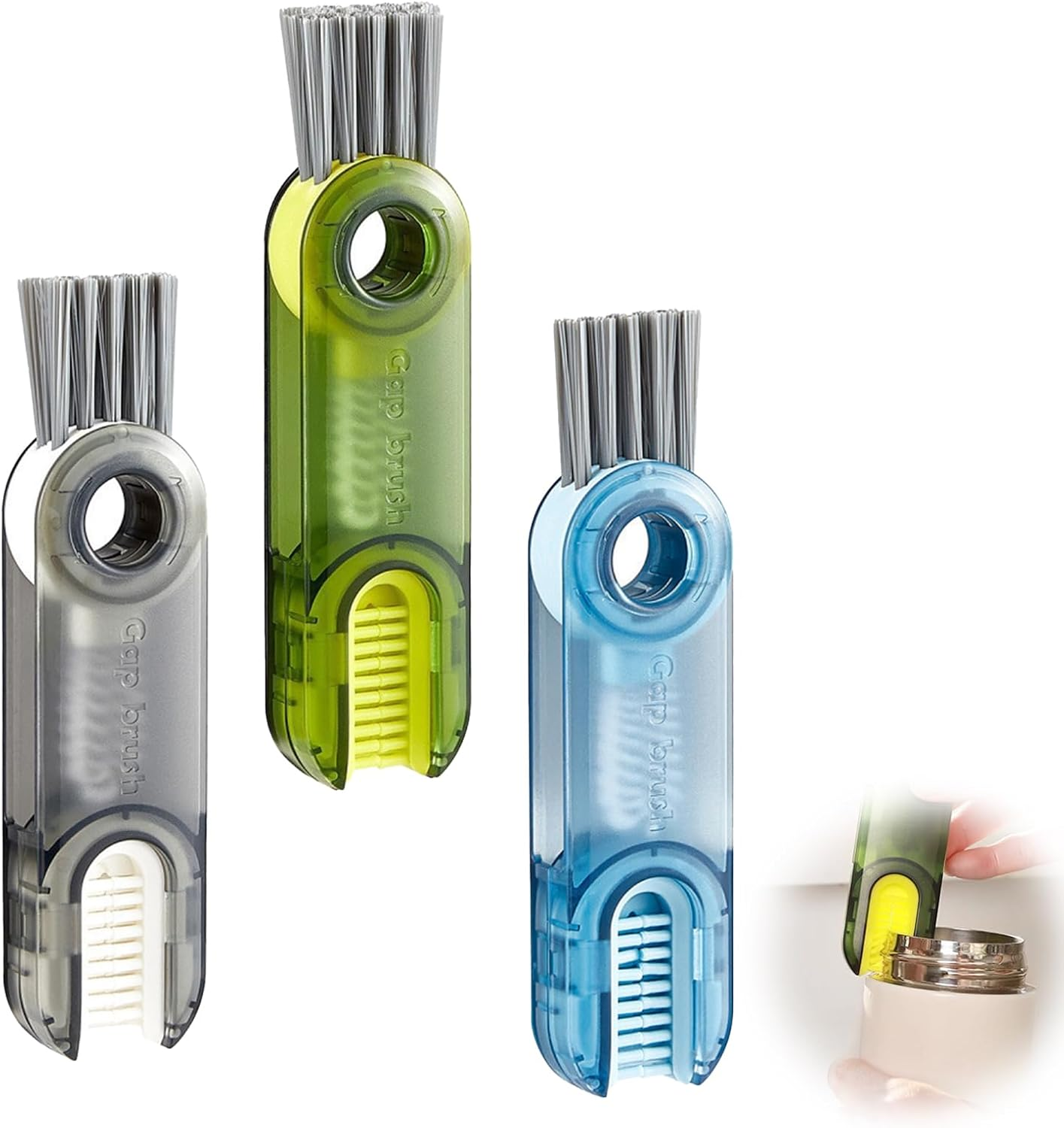 3Pcs 3 in 1 Multifunctional Cup Cleaning Brush Tiny Bottle Cup Lid Detail Brush Straw Cleaner Tools Home Kitchen Cleaning Tools for Deep Detail Cleaning for Water Bottles Coffee Cups Tumblers