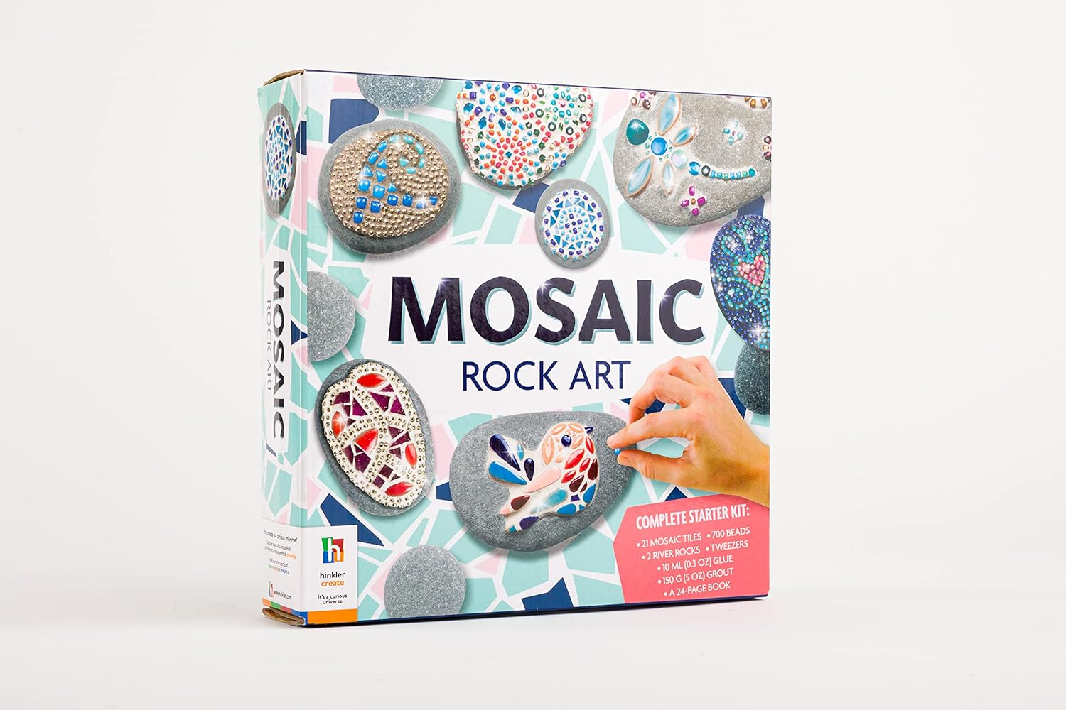Mosaic Rock Art Box Set - DIY Mosaic Crafting for Adults - Tiles and Tools Included - Step-By-Step Projects - Creative Arts and Crafts