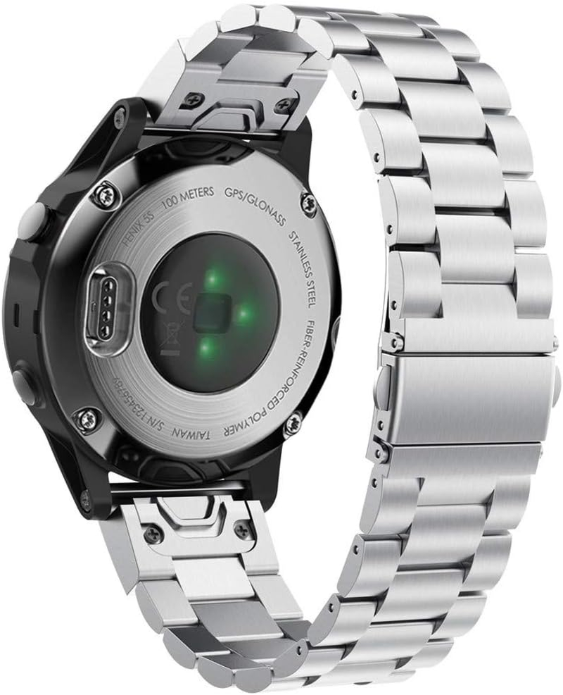 Abanen Stainless Steel Watch Bands for Fenix 5S / Fenix 6S / Fenix 7S / Descent MK2S, 20Mm Quick Fit Metal Adjustable Replacement Wristband Strap for Garmin Epix Pro 42Mm - Silver image number 0