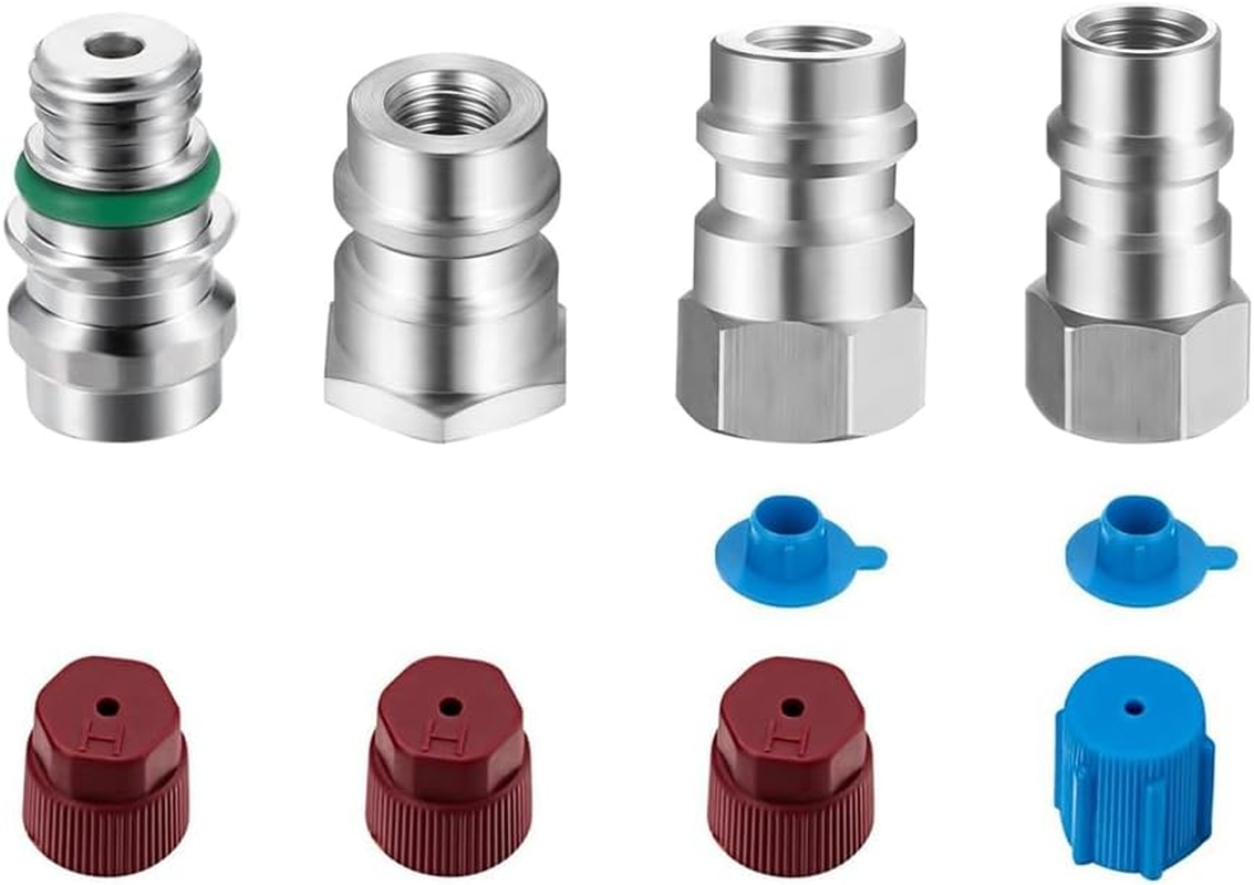 4Pc VA-LH11 A/C R-12 to R-134A Retrofit Conversion Adapter Fitting for 1/4 SAE Thread Low High Side Conversion image number 1