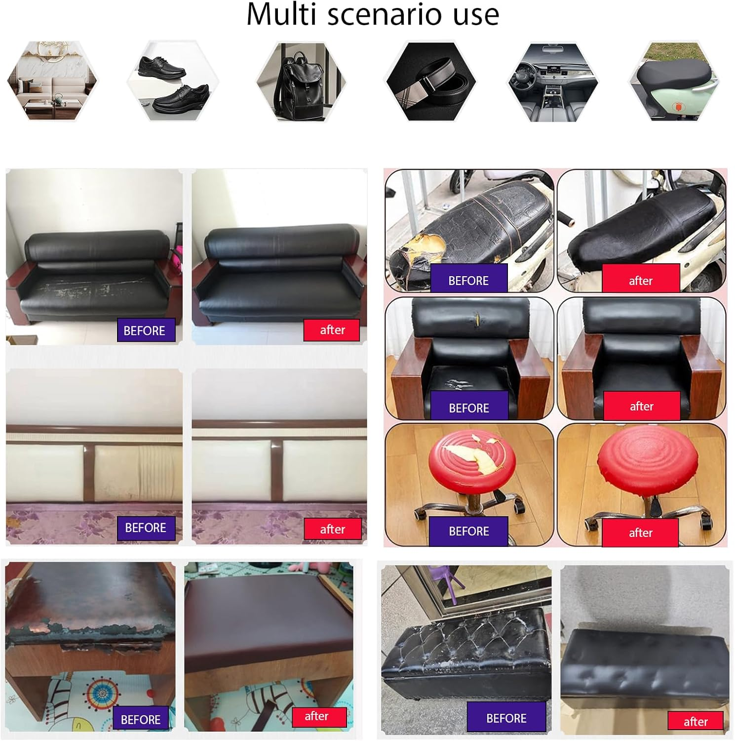 Sofa Leather Repair Kit 35 X 137 Cm Self-Adhesive Leather Repair Patch, Car Scratch Repair Kit Suitable for Sofas, Car Seats, Luggage, Book Binding image number 5