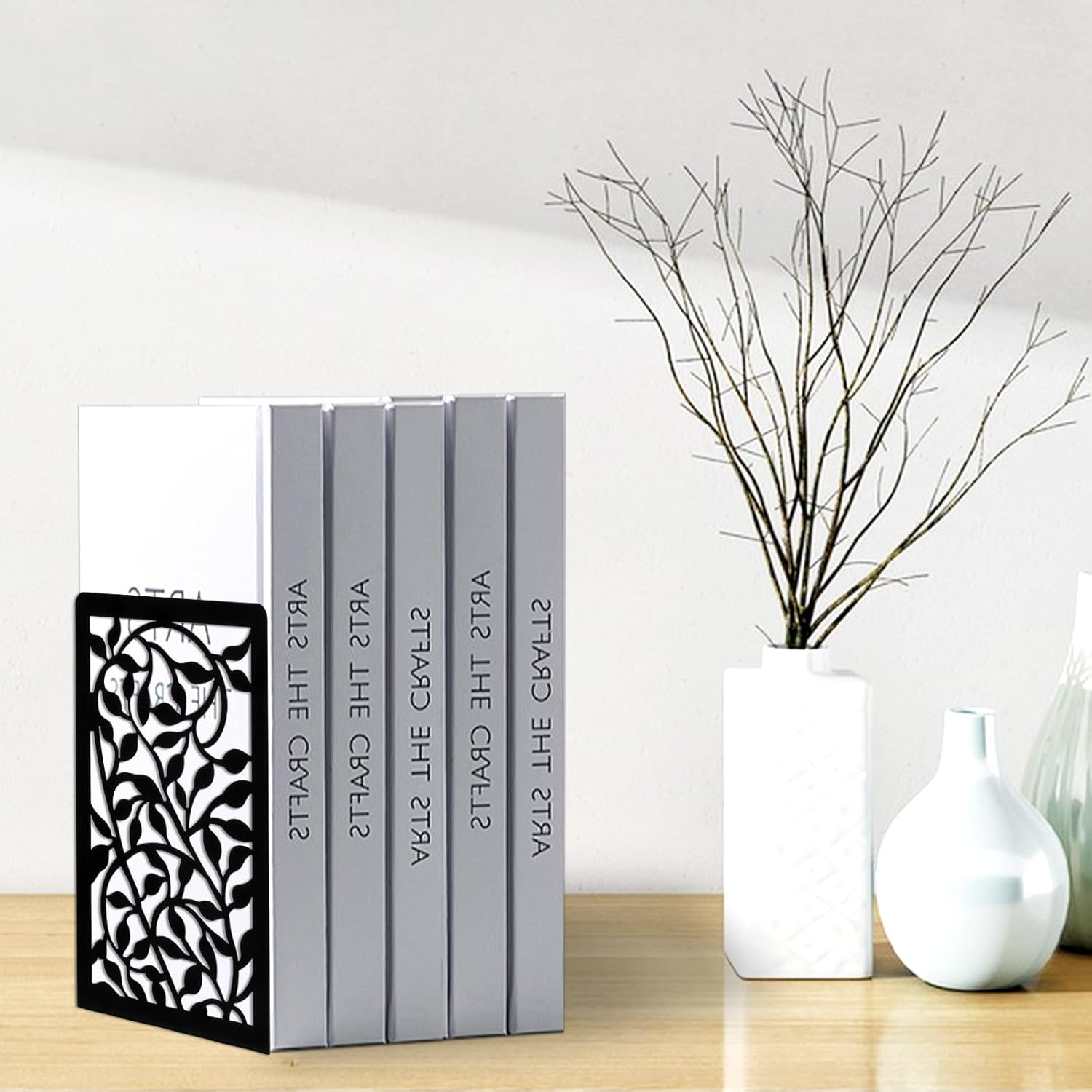 Bookends, 1 Pair Black Bookends, Metal Bookends, Book Holder for Shelf, Book Stand, Book Holder Shelf for Office, Home, Reading Stand, Music Stand image number 4