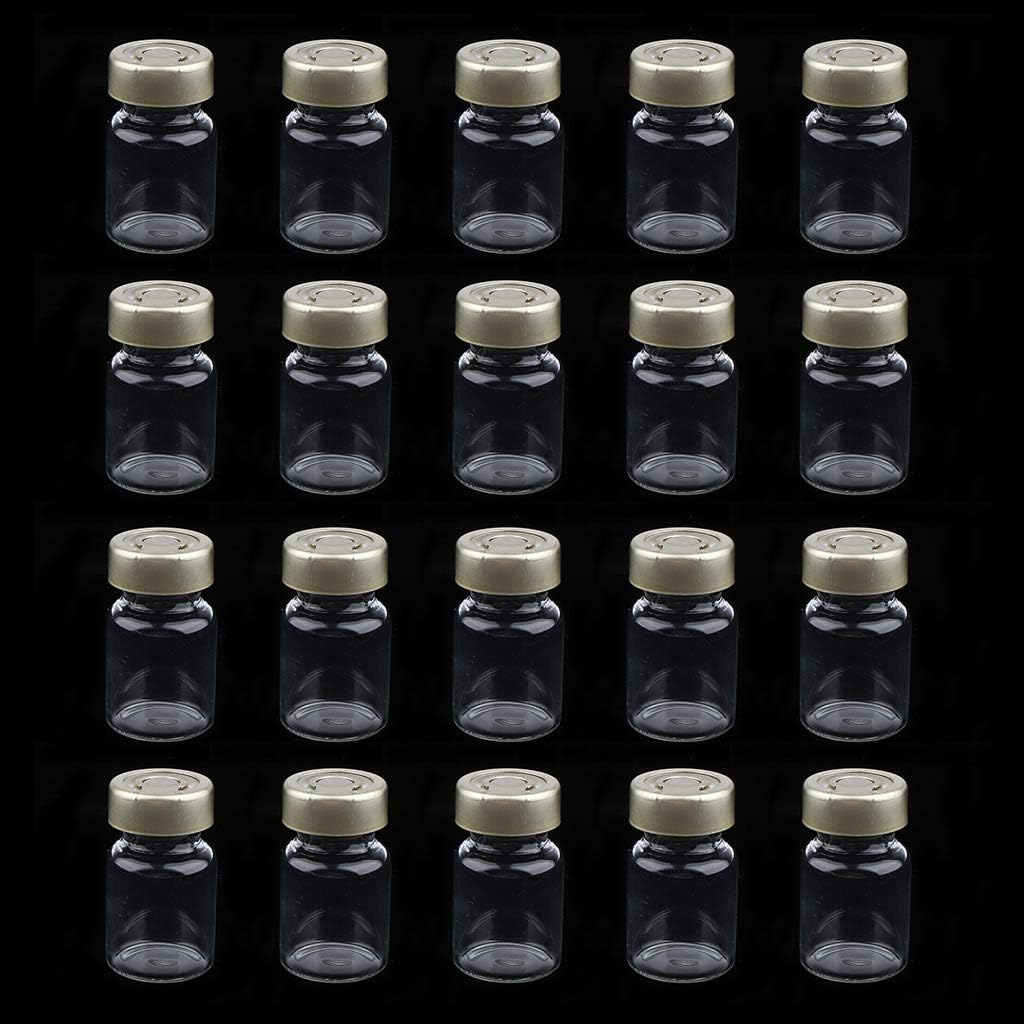 Harayaa 20Pcs Empty Sealed Sterile Serum Clear Glass Vials W/Aluminum Septa Seals - 5Ml image number 5