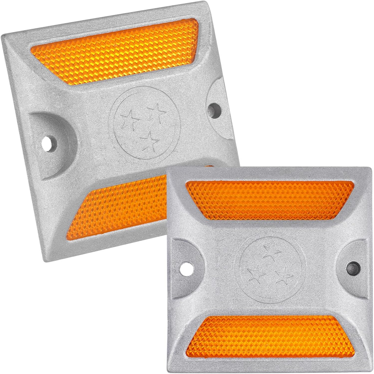 CLISPEED 2Pcs Aluminum Road Studs Reflective Driveway Markers for Night Visibility Weatherproof Pavement Reflectors with Optimum Grip Outdoor Road Safety Accessories image number 5