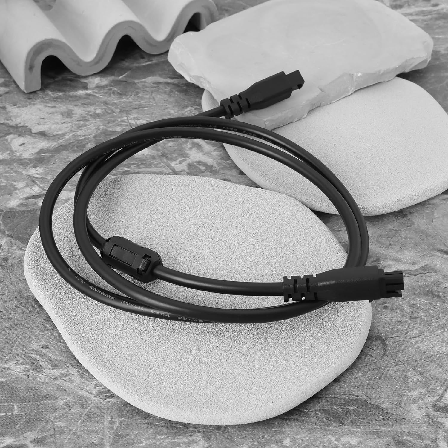 YINETTECH 1PC 4-Pin 3D Printer Extension Cable with Magnetic Ring Compatible with Bambu Lab A1 Compatible with A1 Mini AMS Lite Length 1M 3D Printer Power Cable Black image number 3