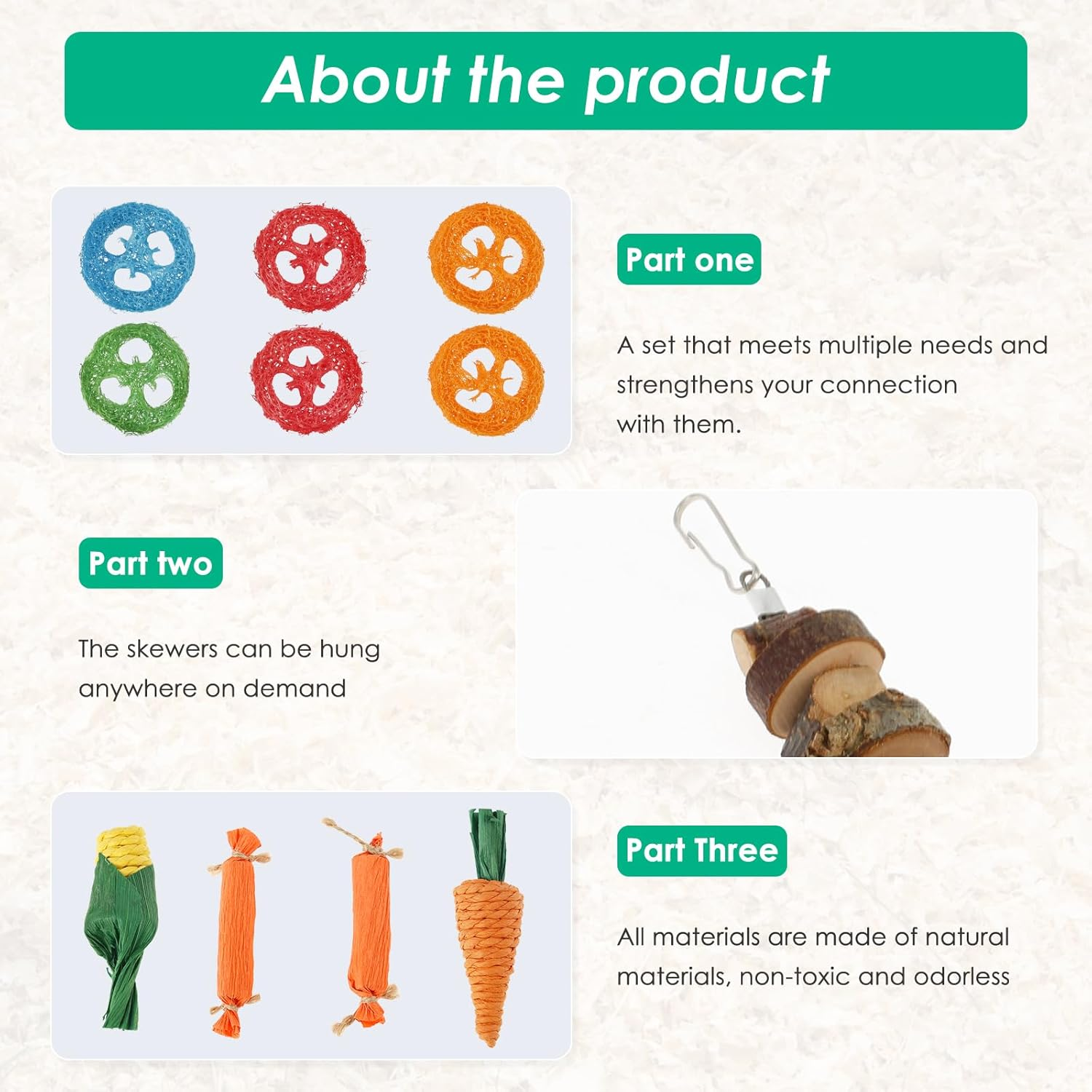 Bunny Chew Toys, 28Pcs Wood Rabbit Chew Toy for Teeth Bite Resistant Hamster Teething Toy Attract Attention Hamster Chewing Set Safe for Guinea Pig image number 4