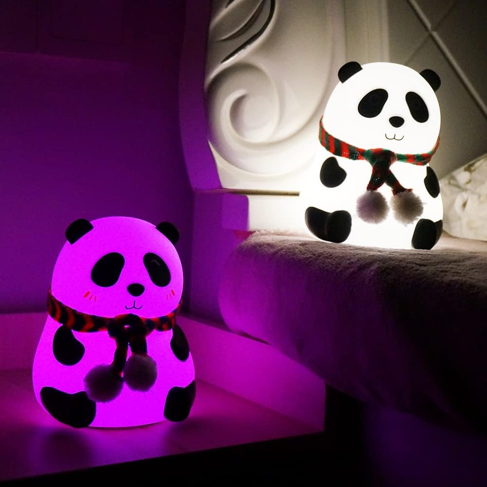 LED Kids Night Light Cute Nursing Night Light Non-Flickering Eye-Caring Lamp-Usb Rechargeable, Touch Control, Multi-Color and Warm White Can Be Switched, Fabulous Ideal Gift (Panda round Eyes) image number 4