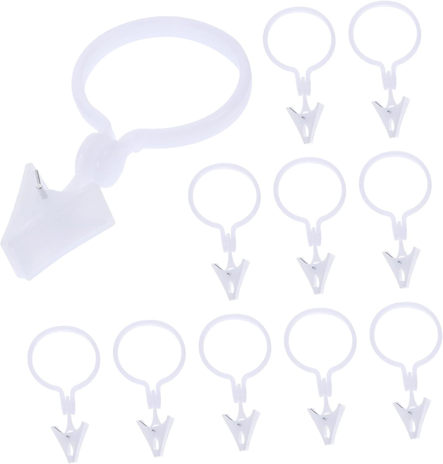 80Pcs White Curtain Rings Clips Adjustable Shower Curtain Rings Sturdy Window Drapery Clips Household Rod Accessories for Bathroom and Home Use image number 1