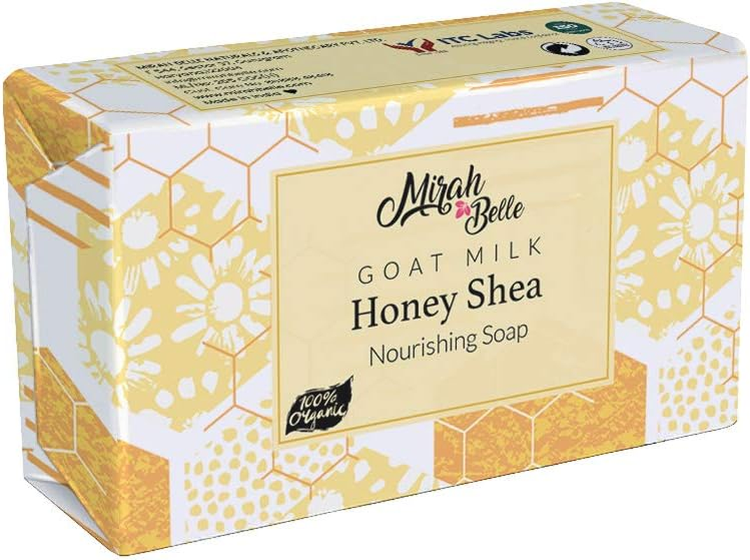 Mirah Belle - Organic Goat Milk, Honey and Shea Butter (Pack of 3-125 Gms) - Sensitive Skin Soap Bar - Hypoallergenic, Cruelty Free, Paraben Free, 375 Gm