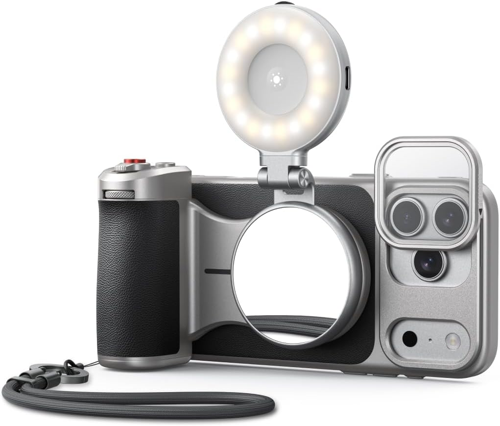 TELESIN Master Grip Kit for Iphone 17 Pro, Magnetic Phone Camera Grip with C03 Selfie Light+ UV Filter+ Black Mist 1/4 Filter + Graphene Case, Creator Combo Built Wireless Charging image number 3