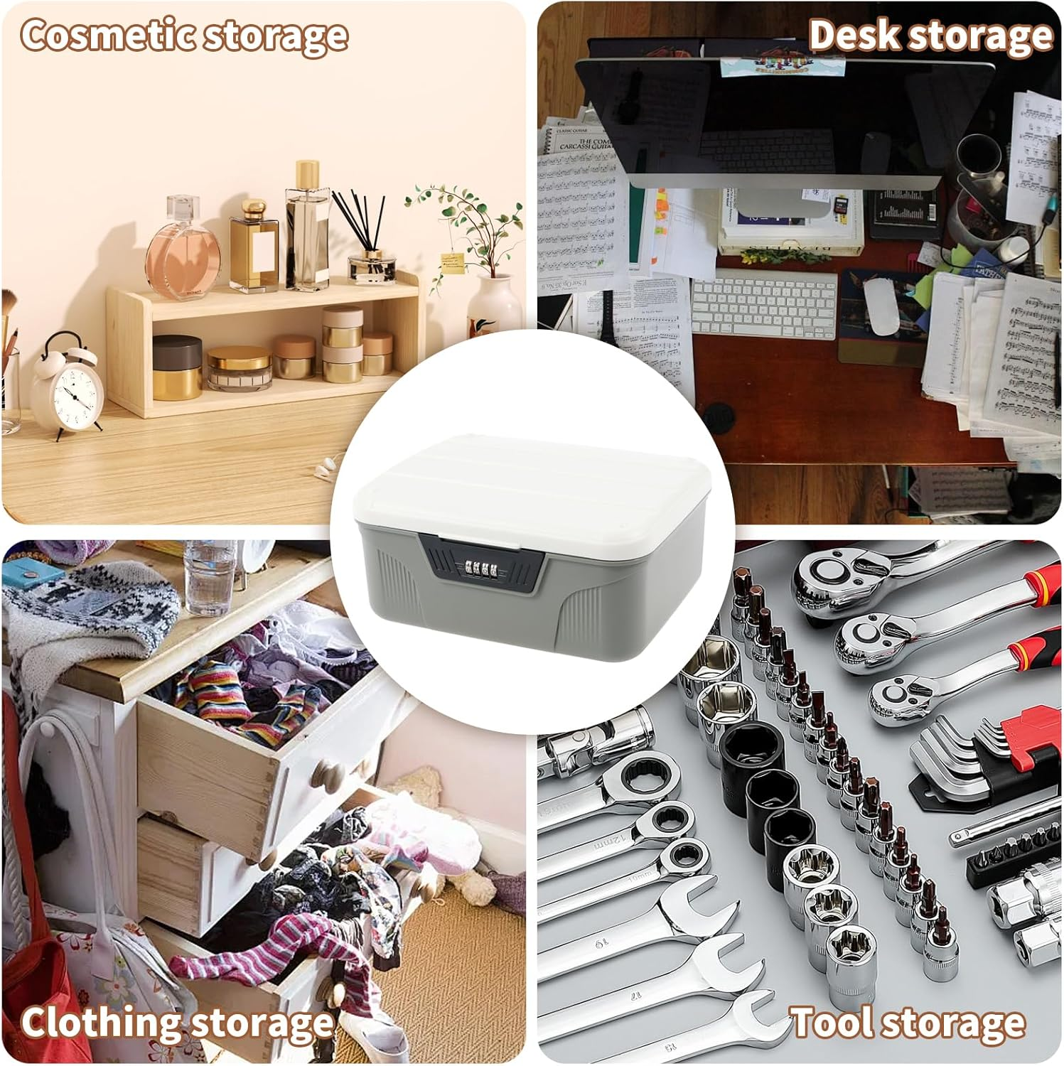 Awobepl Lockable Storage Container Plastic Lockable Storage Box 4 Digit Password Storage Organizer High Security Lockable Storage Bin Sturdy Lockable Storage Bin for Home (Small: 26&times;22.5&times;12Cm) - Medium: 33&times;22.5&times;12 Cm image number 6