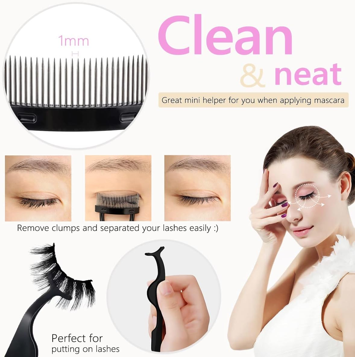 Eyelash Curlers Eyebrow Brush Kit for Women W Lash Curler, Eyelash Comb Seperator, Mascara Brushes, Eyelash Extension Tweezers, Angled Eyebrow Brush and Comb, 10 Silicone Refills Pads for Lash & Brow image number 2