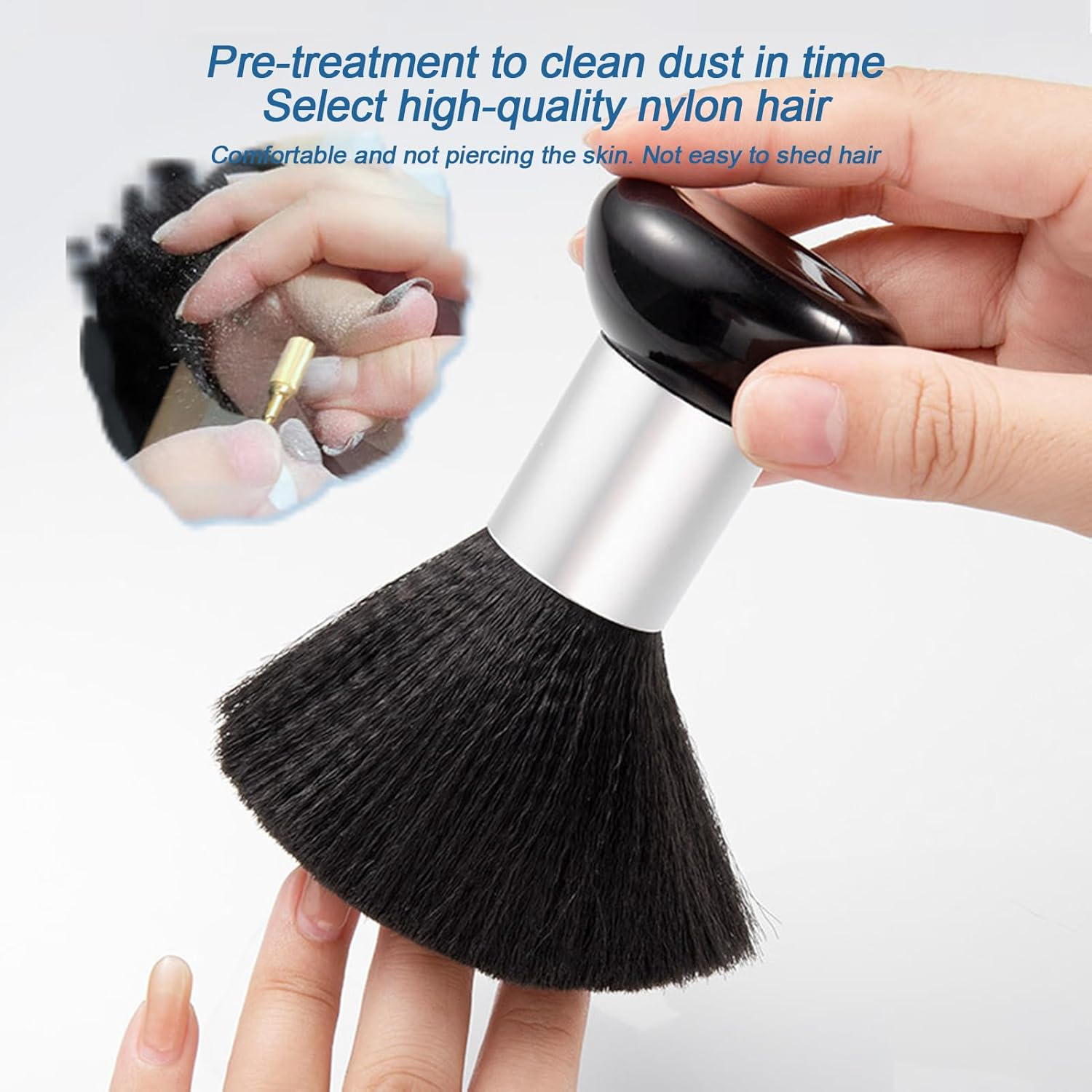 Barber Brush Neck Duster, Nail Dust Cleaning Brush, Hairdressing Tool with Soft Nylon Bristles, Broken Hair Remover, Ideal for Barbershops, Salons, Professional Grooming, Easy Use image number 6