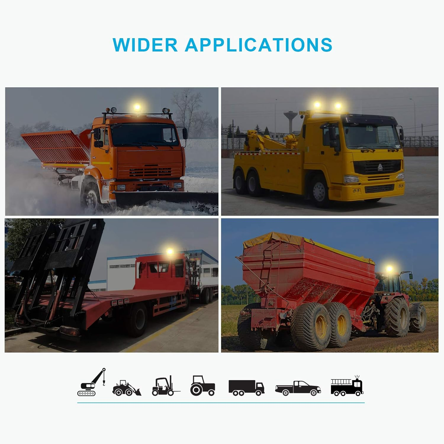 Agrieyes Magnetic Beacon Light Wireless, Class I Portable 12-24V Rotating Warning Lights, Rechargeable Amber Flashing Strobe Lights for Vehicles Trailers Trucks Tractor Bus Forklift Cars - Blue image number 2