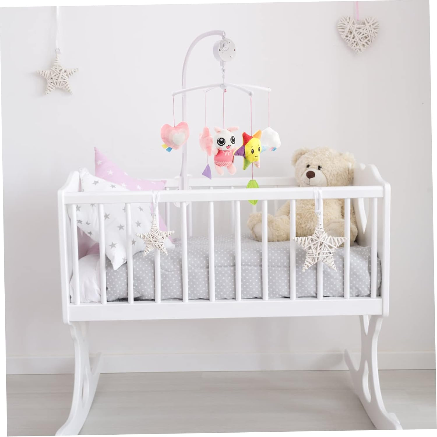 Mobile Crib Rabbit Musical Nursery Mobile for No Batteries Required Enhances Development for Showers Calming Effect for Crib Sleep image number 1