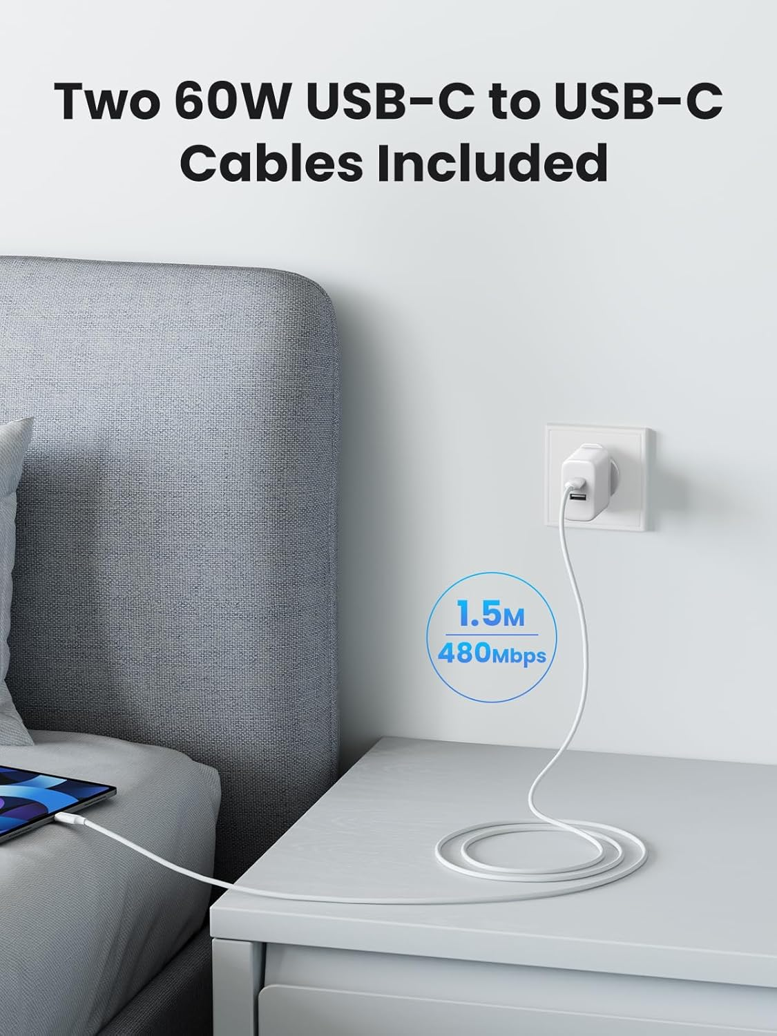 UGREEN Iphone 17 Pro Max Charger, USB C Charger Block, 2-Pack 20W AU Wall Plug, 2-Ports PD Fast Charging Adapter for 16 Pro Max/15 /Ipad, Galaxy S25 Ultra, Pixel 10, with 2 Pack 1.5M 60W USB-C Cable image number 6