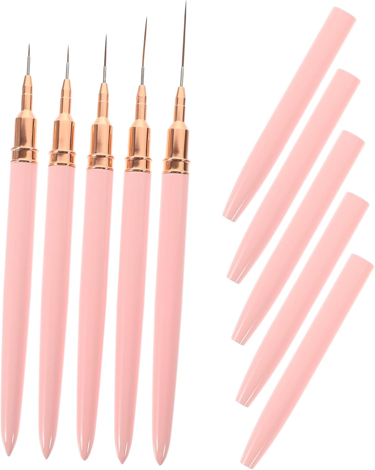 AUTSUPPL 5Pcs Nail Art Brushes Professional Nail Design Pens for Home Salon Flower Painting Tools