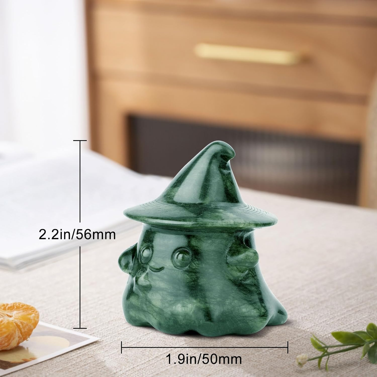 Gemshan Ghost Statue Decorations Indoor, Cut Ghost Statue with Wizard Hatsculpture Spooky Halloween Decor for Home Table Tray Shelf image number 6