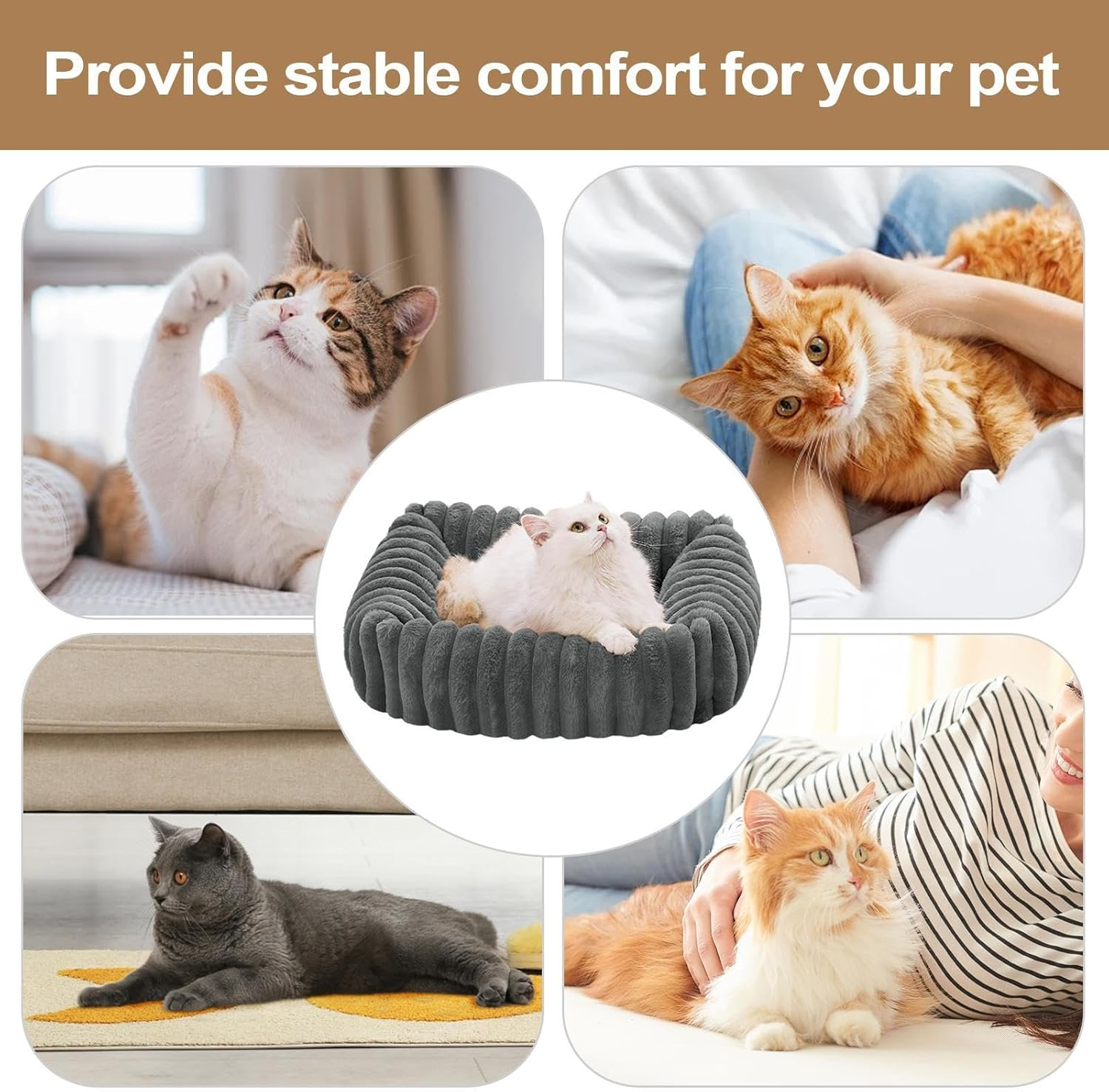 Dog Couch Bed | Washable Plush Cat Bed,Pet Cushion Soft Cat Sofa for Apartment Travel Indoor Outdoor Camping Home Patio Floor Car Daily image number 1