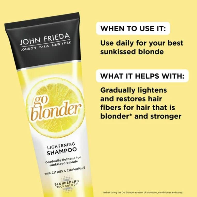 John Frieda Sheer Blonde Go Blonder Lightening Shampoo, 8.45 Fluid Ounce (Pack of 2) image number 4