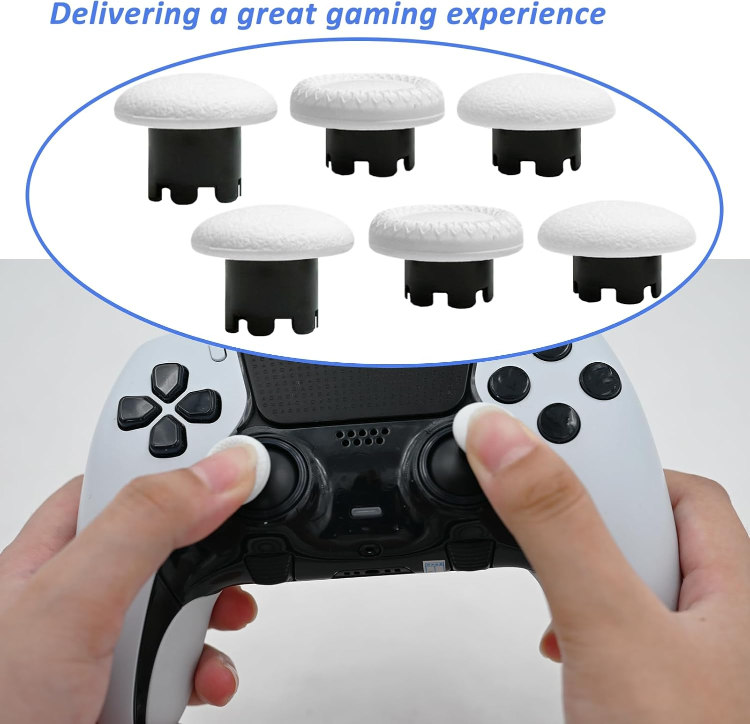 6 in 1 Interchangeable Thumbsticks for PS5 Dualsense Edge Controller,Thumbsticks Analog Joysticks Kits,Replacement Joysticks Parts for PS5 Dualsense Edge Controller(White)